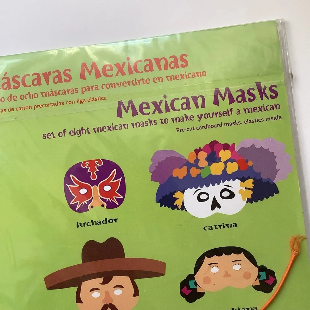 Paper Mexican Masks NEW 8 Mask with elastic ties.